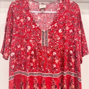 Knox Rose Paisley Print Blouse, Red - Size L
